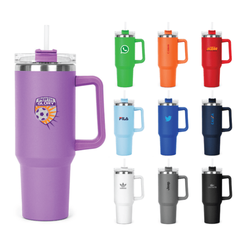 Promotional 40 oz Hippo Insulated Tumbler & Straw Lid with Twist Closure